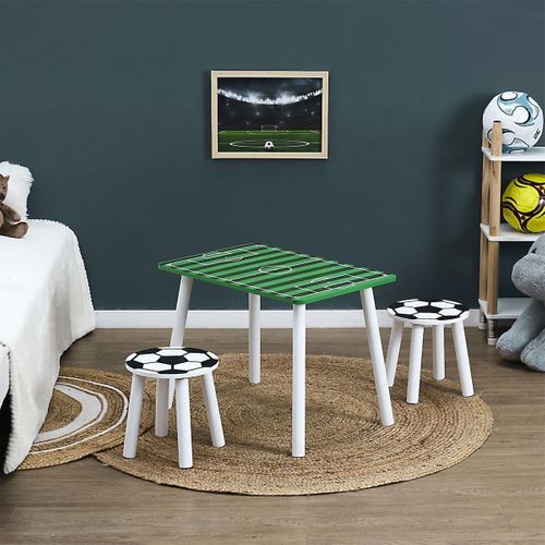 Ensemble Table Et 2 Tabourets En Bois Imitation Football -