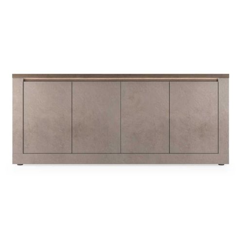 Buffet 4 Portes Aspect Minéral Bronze Plateau Bois Mercure Avec LED - Isalia Bronze