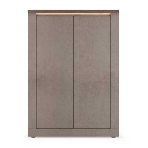 Rangement 2 Portes Aspect Minéral Bronze Plateau Bois Mercure Avec LED - Isalia Bronze