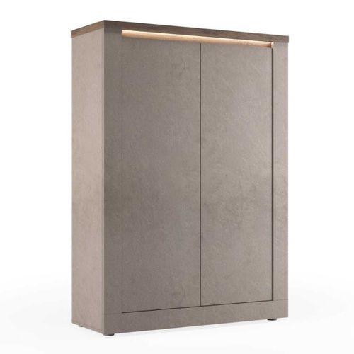 Rangement 2 Portes Aspect Minéral Bronze Plateau Bois Mercure Avec LED - Isalia Bronze