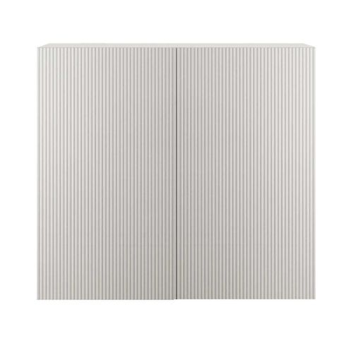 Rangement 2 Portes Blanc Façades Relief à Stries Verticales - Janeiro Blanc
