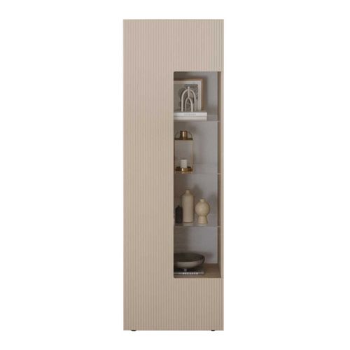 Vitrine 1 Porte Beige Façades Relief à Stries Verticales - Janeiro Beige