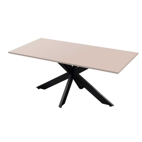 Table Repas Plateau Laqué Beige Pieds Araignée En Métal Noir - Athena