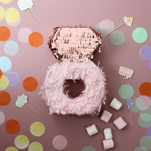Piñata Forme Bague Rose Et Doré à Garnir H26,5cm -