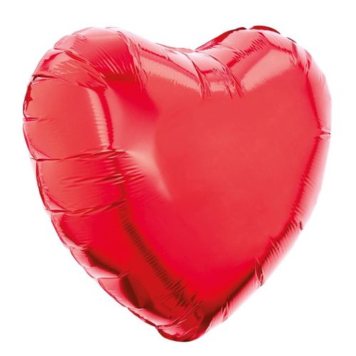 Ballon En Aluminium Rouge En Forme De Cœur H45 Cm Avec Sa Paille De Gonflage -