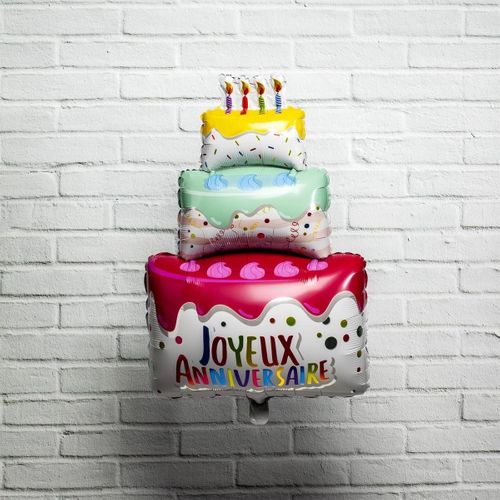 Ballon En Aluminium En Forme De Gâteau D'anniversaire H75 Cm -