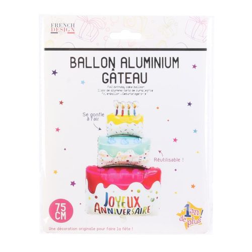 Ballon En Aluminium En Forme De Gâteau D'anniversaire H75 Cm -