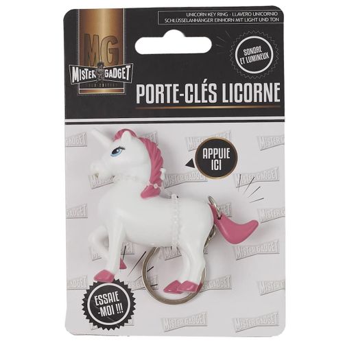 Porte-clés Licorne Blanc Et Rose Avec Sons Et Lumières Intégrés -