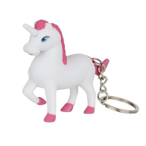 Porte-clés Licorne Blanc Et Rose Avec Sons Et Lumières Intégrés -