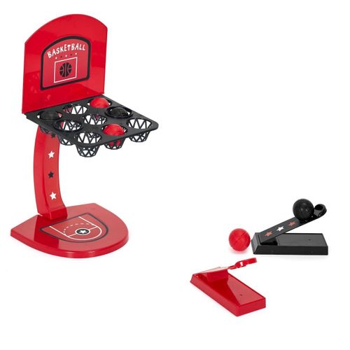 Jeu De Mini Basket En Plastique Rouge Et Noir Avec 2 Lanceurs -