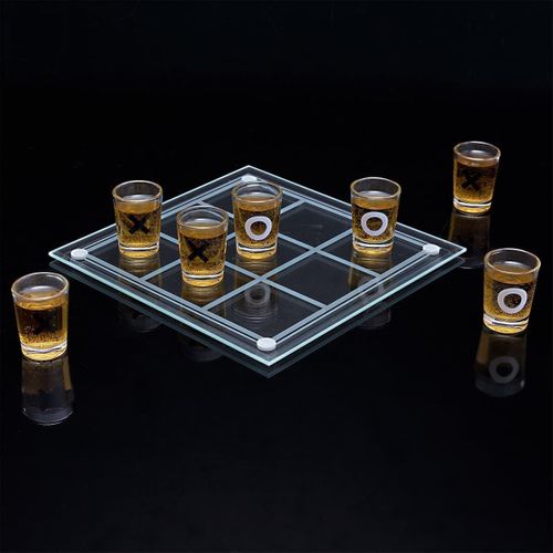 Jeu à Boire Tic Tac Toe En Verre Avec 9 Verres Shots (4 Croix Et 5 Ronds) -