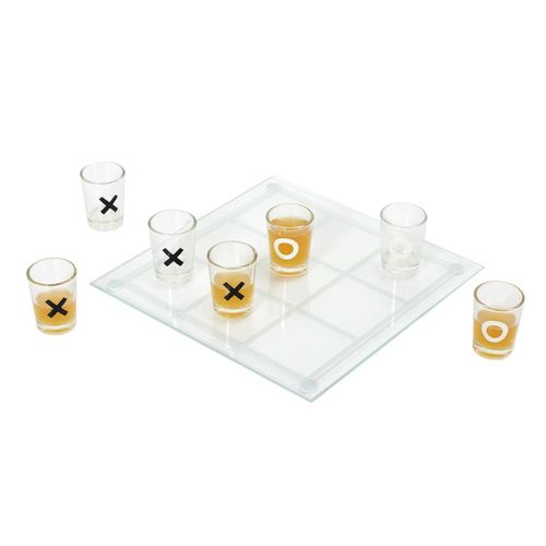 Jeu à Boire Tic Tac Toe En Verre Avec 9 Verres Shots (4 Croix Et 5 Ronds) -