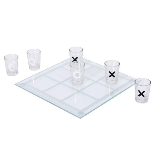 Jeu à Boire Tic Tac Toe En Verre Avec 9 Verres Shots (4 Croix Et 5 Ronds) -