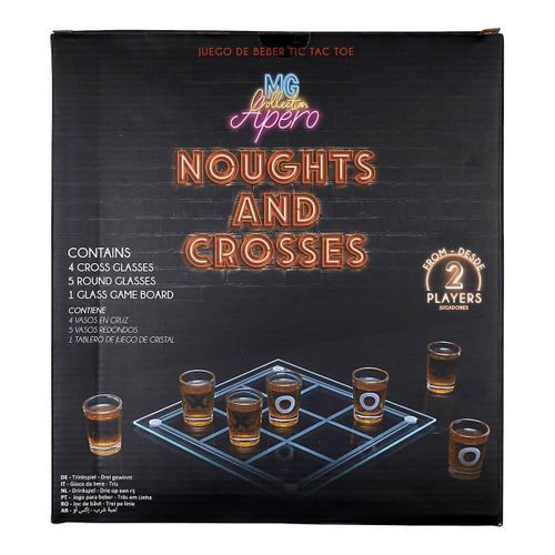 Jeu à Boire Tic Tac Toe En Verre Avec 9 Verres Shots (4 Croix Et 5 Ronds) -