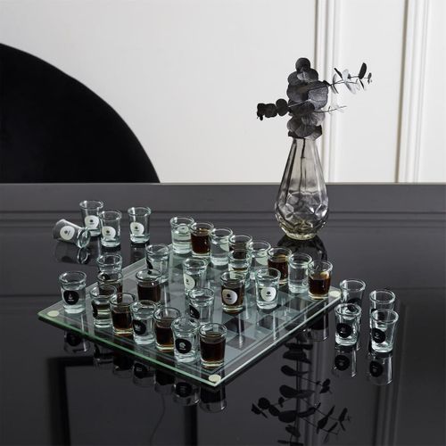 Jeu à Boire D'échecs En Verre Avec Son Plateau Et Ses 32 Verres Shots -