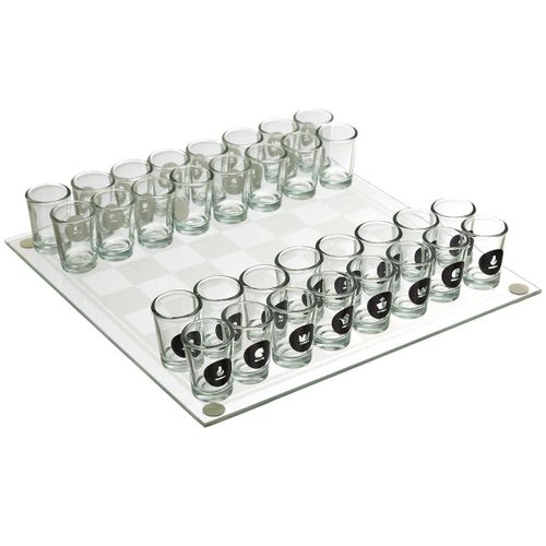 Jeu à Boire D'échecs En Verre Avec Son Plateau Et Ses 32 Verres Shots -