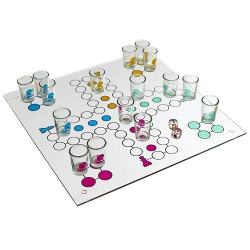 Jeu à Boire Petits Chevaux En Verre Avec Son Plateau Et Ses 16 Verres Shots -