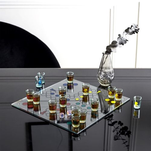 Jeu à Boire Petits Chevaux En Verre Avec Son Plateau Et Ses 16 Verres Shots -