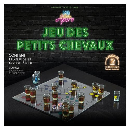 Jeu à Boire Petits Chevaux En Verre Avec Son Plateau Et Ses 16 Verres Shots -