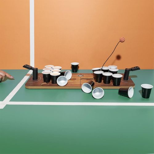 Jeu à Boire Bière Pong Version Catapulte Sur Plateau Avec 20 Verres Et 1 Balle -