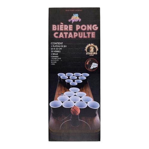 Jeu à Boire Bière Pong Version Catapulte Sur Plateau Avec 20 Verres Et 1 Balle -