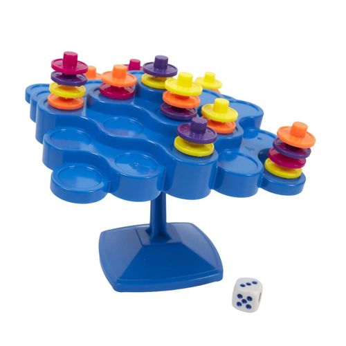 Jeu D'équilibre En Plastique Bleu Avec 48 Pièces Multicolores Et 1 Dé Inclus -