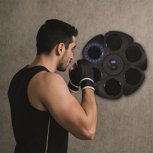 Machine De Boxe Murale Avec Enceinte Intégrée Et Une Paire De Gants Et 4 Bandes Auto-agrippantes -