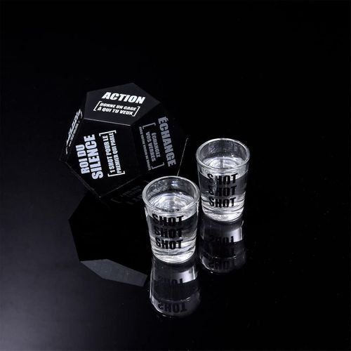 Jeu à Boire Dé Des Gages Infernal En Mousse Avec Ses 2 Verres à Shot -