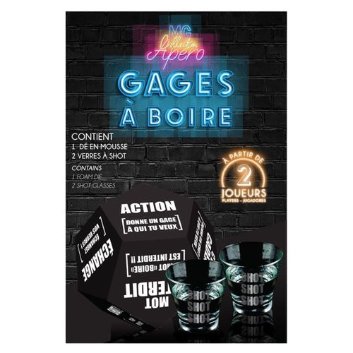 Jeu à Boire Dé Des Gages Infernal En Mousse Avec Ses 2 Verres à Shot -