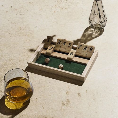 Jeu Du Shut The Box En Bois Naturel Avec Ses 2 Dés Inclus -