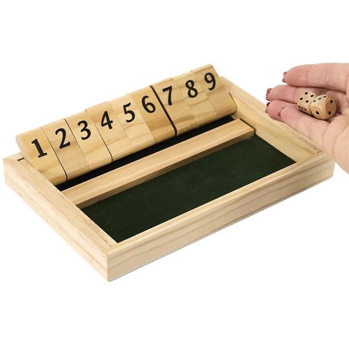 Jeu Du Shut The Box En Bois Naturel Avec Ses 2 Dés Inclus -