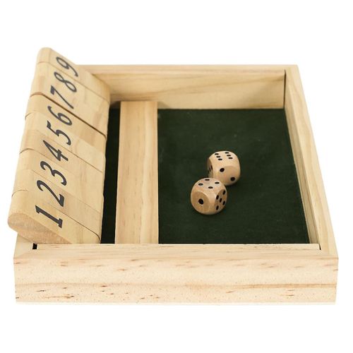 Jeu Du Shut The Box En Bois Naturel Avec Ses 2 Dés Inclus -