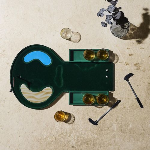 Jeu à Boire Mini Golf Avec Parcours + 2 Balles + 2 Mini Clubs Métal Et 6 Verres à Shot -