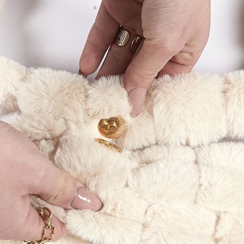 Sac Fluffy En Fausse Fourrure Crème En Polyester -