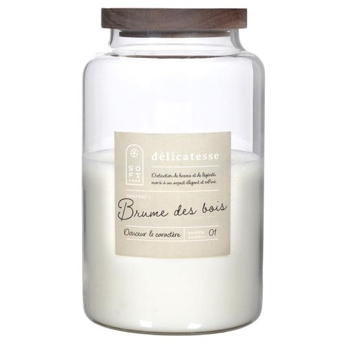 Bougie Parfumée Avec Couvercle En Acacia (h24 Cm) Senteur Brume Des Bois -