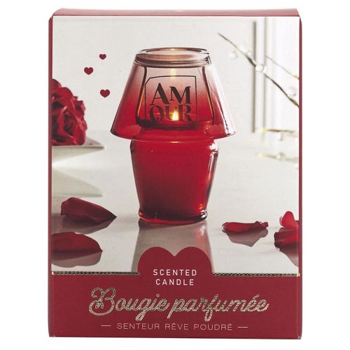 Bougie Parfumée En Forme De Lampe D'amour (h12,5 Cm) Senteur Rêve Poudré -