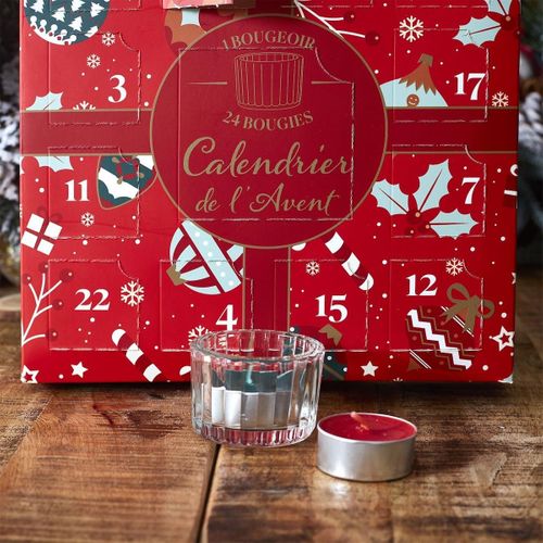 Calendrier De L'avent Bougies Parfumées (3 Parfums) Avec Photophore En Verre -