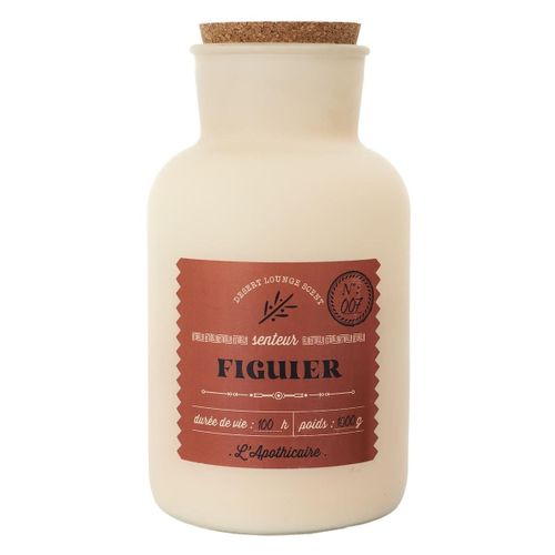 Bougie Beige Parfumée Avec Couvercle En Liège (h27 Cm) Senteur Figuier -