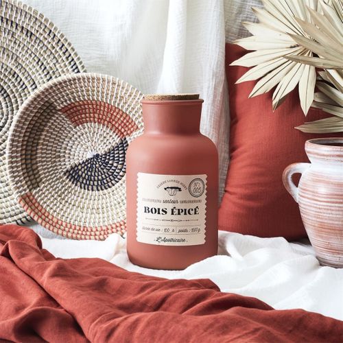 Bougie Teracotta Parfumée Avec Couvercle En Liège (h27 Cm) Senteur Bois Épicé -