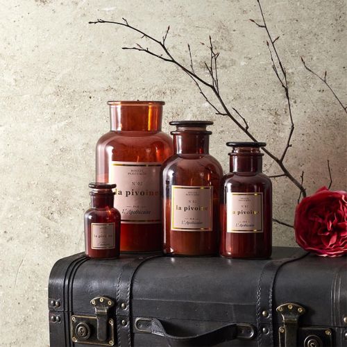 Bougie XXL En Verre Marron Parfum Pivoine (h25cm) -