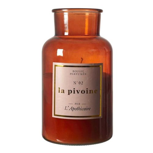 Bougie XXL En Verre Marron Parfum Pivoine (h25cm) -