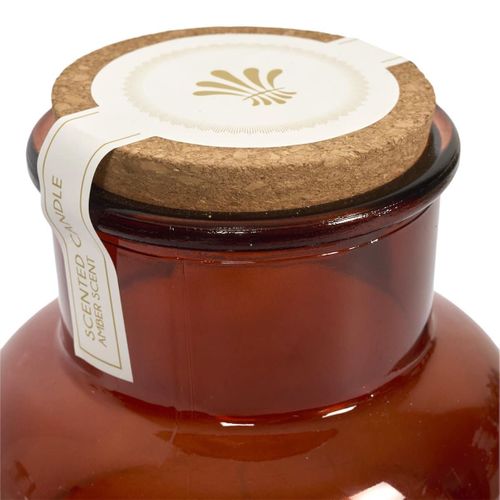 Bougie XXL En Verre Marron Avec Couvercle En Liège Senteur Ambre (h25,5 Cm) -