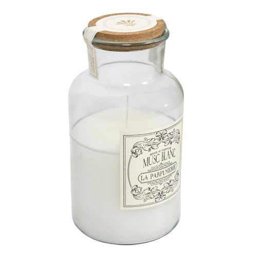 Bougie XXL En Verre Avec Couvercle En Liège Senteur Musc Blanc (h25,5 Cm) -