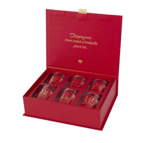 Coffret 6 Bougies Amour Parfums Musc Blanc, Orchidée Blanche Et Rêve Poudré -