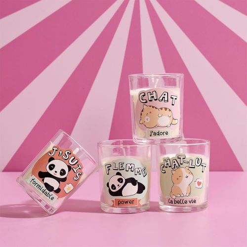 Coffret 4 Bougies Kawaii Parfums Guimauve Et Barbe à Papa -