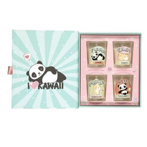 Coffret 4 Bougies Kawaii Parfums Guimauve Et Barbe à Papa -
