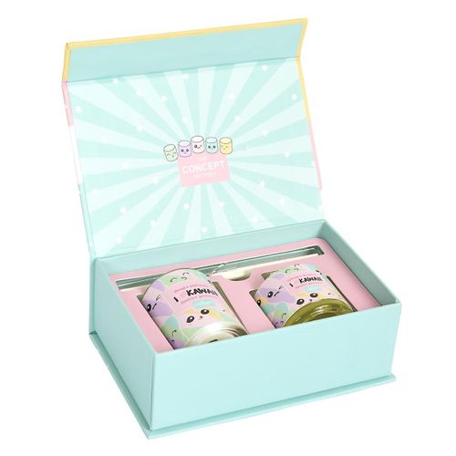 Coffret 1 Bougie Et Un Diffuseur D'ambiance Kawaii Parfums Guimauve Et Vanille -