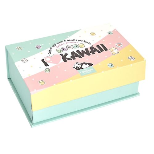 Coffret 1 Bougie Et Un Diffuseur D'ambiance Kawaii Parfums Guimauve Et Vanille -