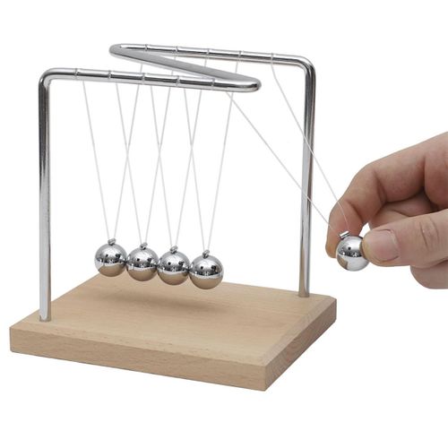 Pendule Newton Métallique Avec 5 Boules Argentées (h15 Cm) -