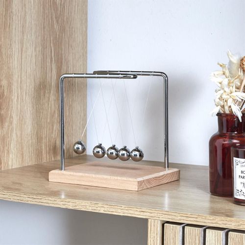 Pendule Newton Métallique Avec 5 Boules Argentées (h15 Cm) -